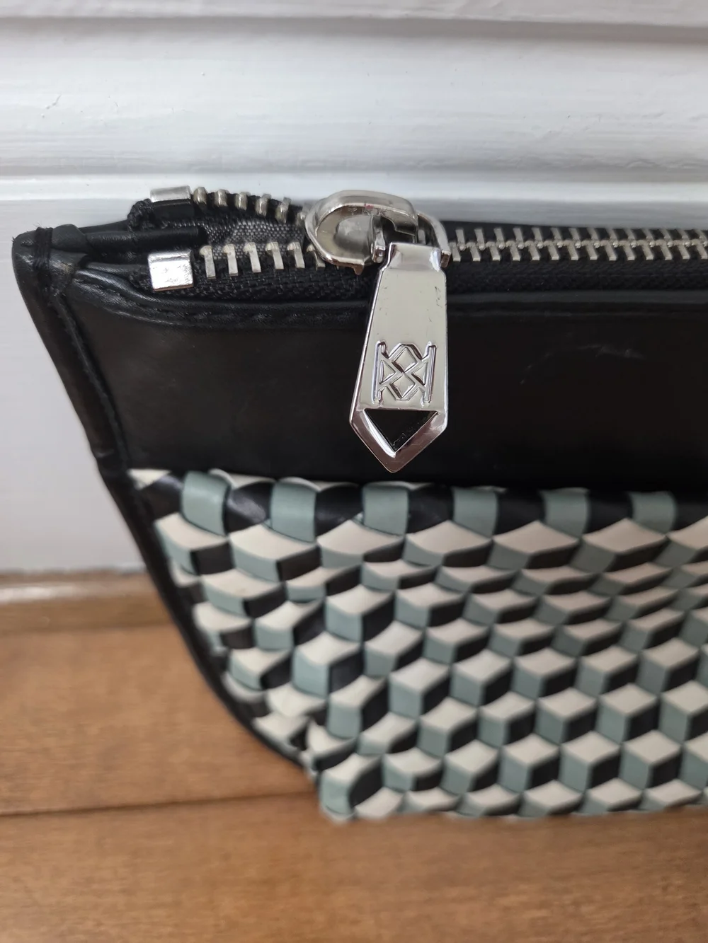 Christopher Kon Vintage Black Geometric Pattern Women's Clutch
